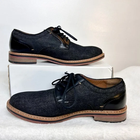 Madden NYC Leo Black Denim Lace Up Oxfords Loafer Men's Size US7/ Euro39.5/Mex25 - Picture 1 of 10